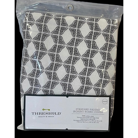 NEW Threshold IRONING IRON BOARD COVER Padded Black White Standard 53.5x14.25x2 - Picture 2 of 8